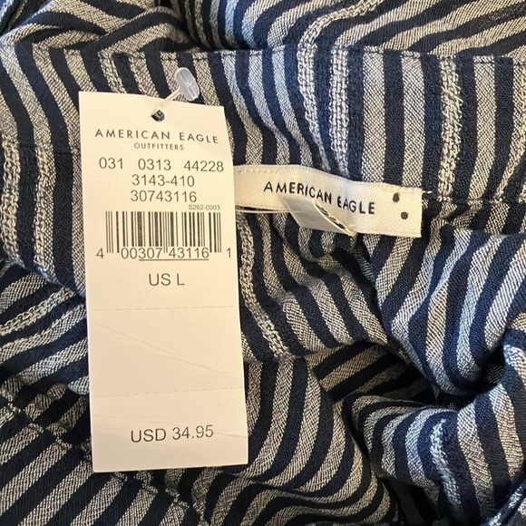 American Eagle Outfitters: Navy Blue/Gray wrap skirt- size Large - Picture 3 of 13